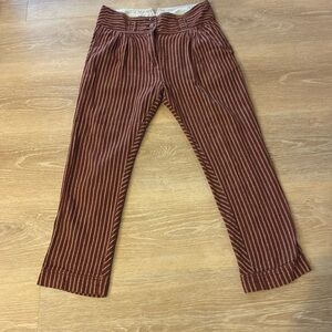 Free People 100% Cotton Striped Rust Lt. Brown Pants New Without Tags